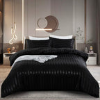 Parure Housse de couette rayée en Satin