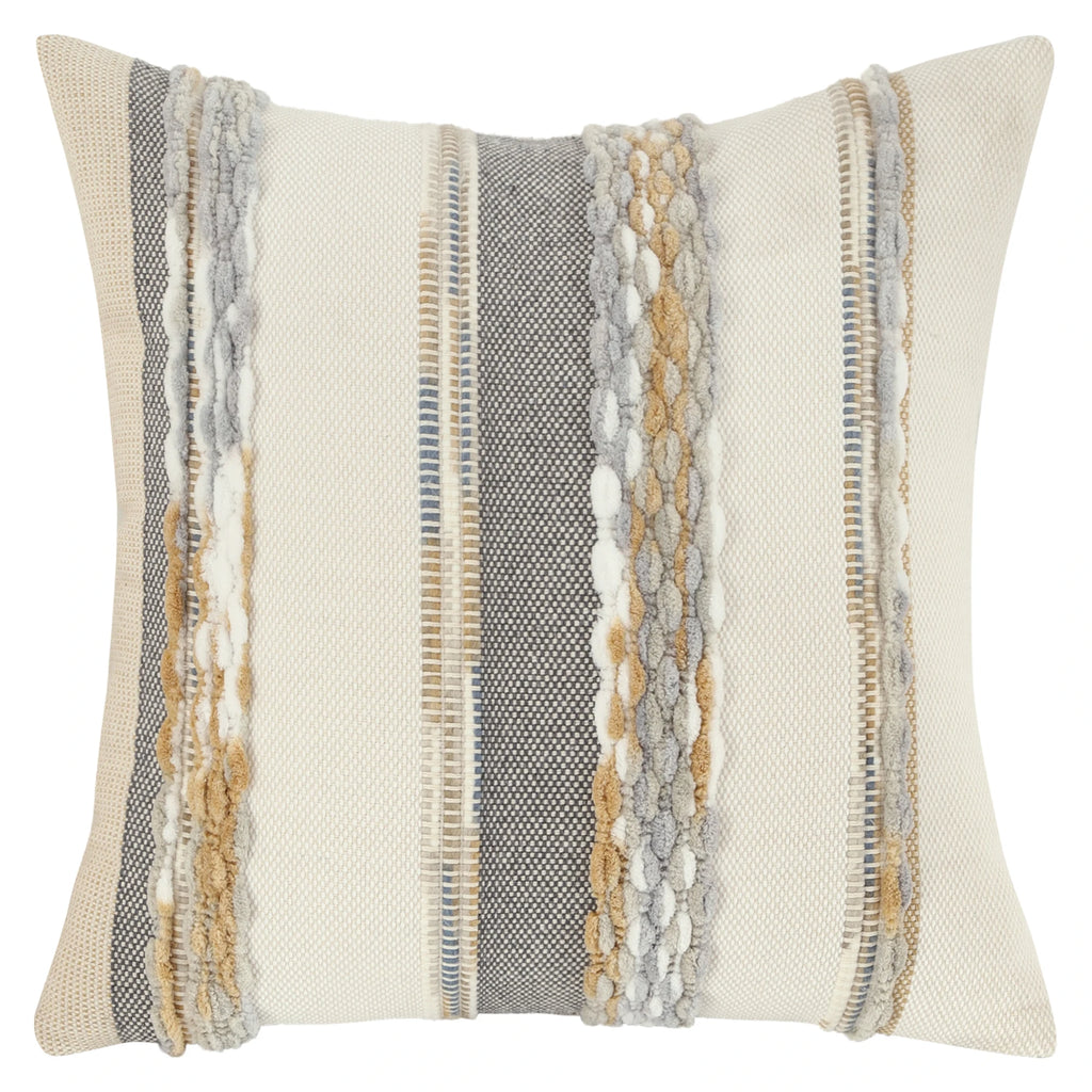 Housse de Coussin Bohème en chenille rayée