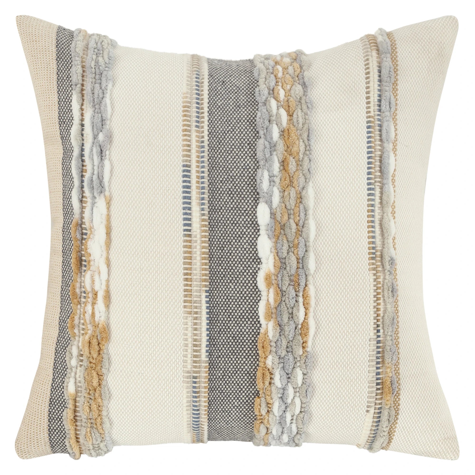 Housse de Coussin Bohème en chenille rayée