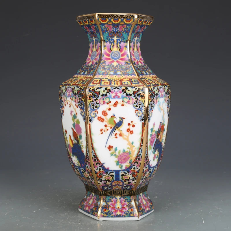 Vase Carré en Porcelaine Style Antique