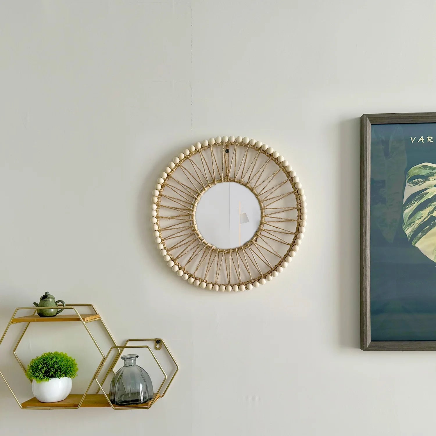 Miroir Décoratif Nordique Tissé à la Main