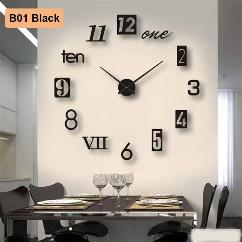 Grande Horloge Murale 3D silencieuse