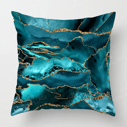 Housse de Coussin Abstraite Bleu Vert