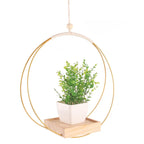 Macramé suspendue en bois naturel - Jardinière