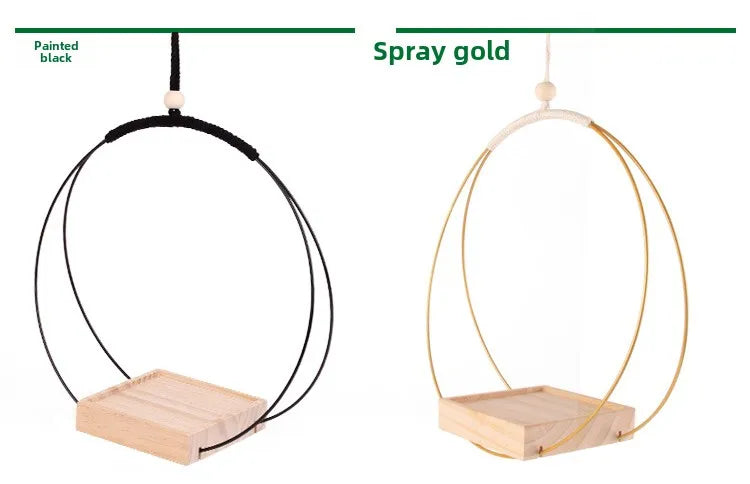 Macramé suspendue en bois naturel - Jardinière