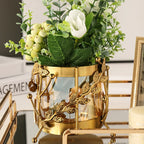 Vase en Verre et Métal Doré