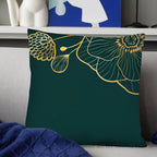 Housse de Coussin Carrée à Motif Feuilles Vertes