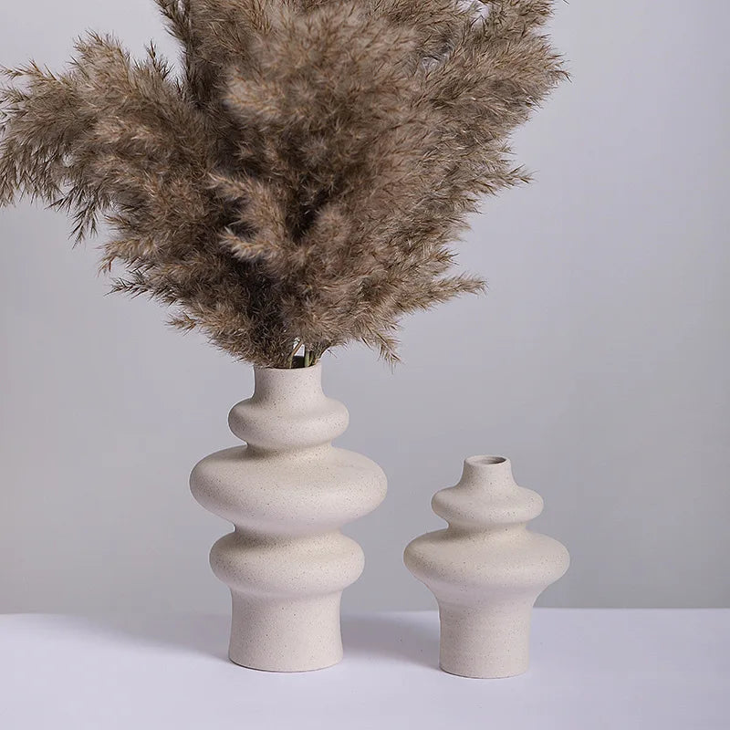 Vase en Céramique Blanc Design spiralé