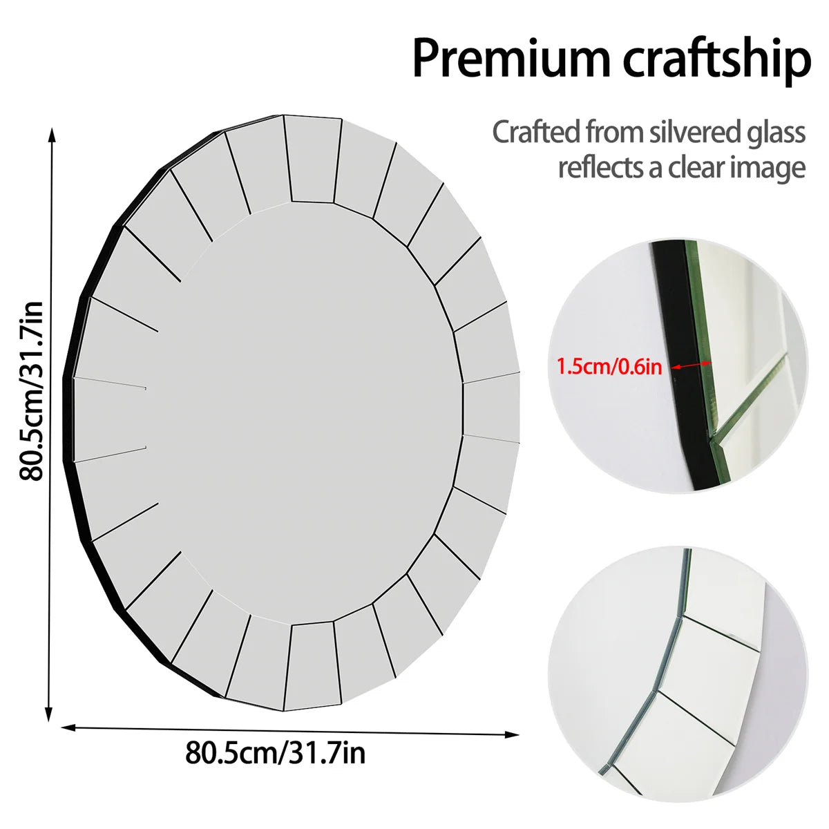 Miroir Décoratif Rond 80 cm
