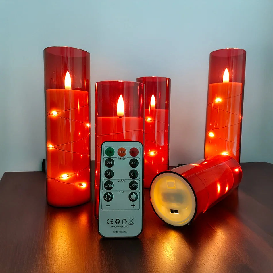 Bougies  Rouge LED  5 pièces