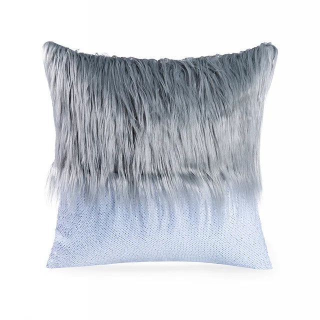 Housse de Coussin en Fourrure à paillettes