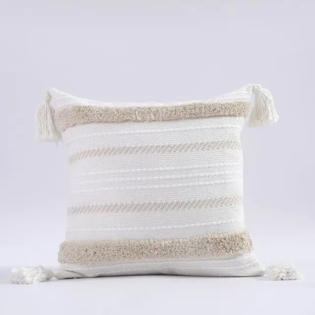 Housse de Coussin à Pompons style Bohème Nordique
