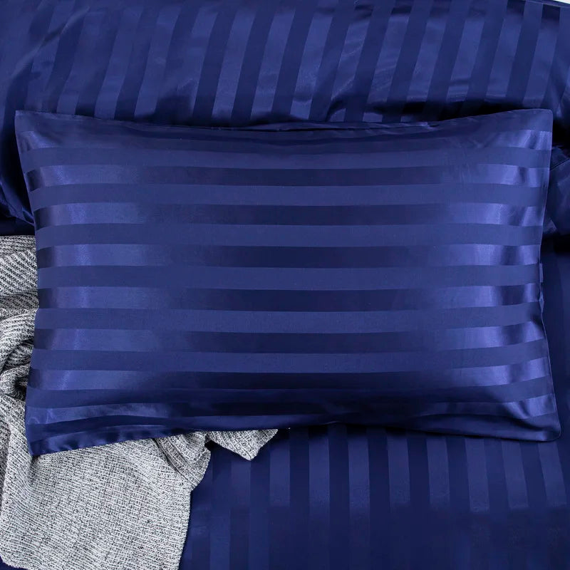 Parure Housse de couette rayée en Satin