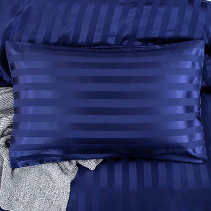 Parure Housse de couette rayée en Satin
