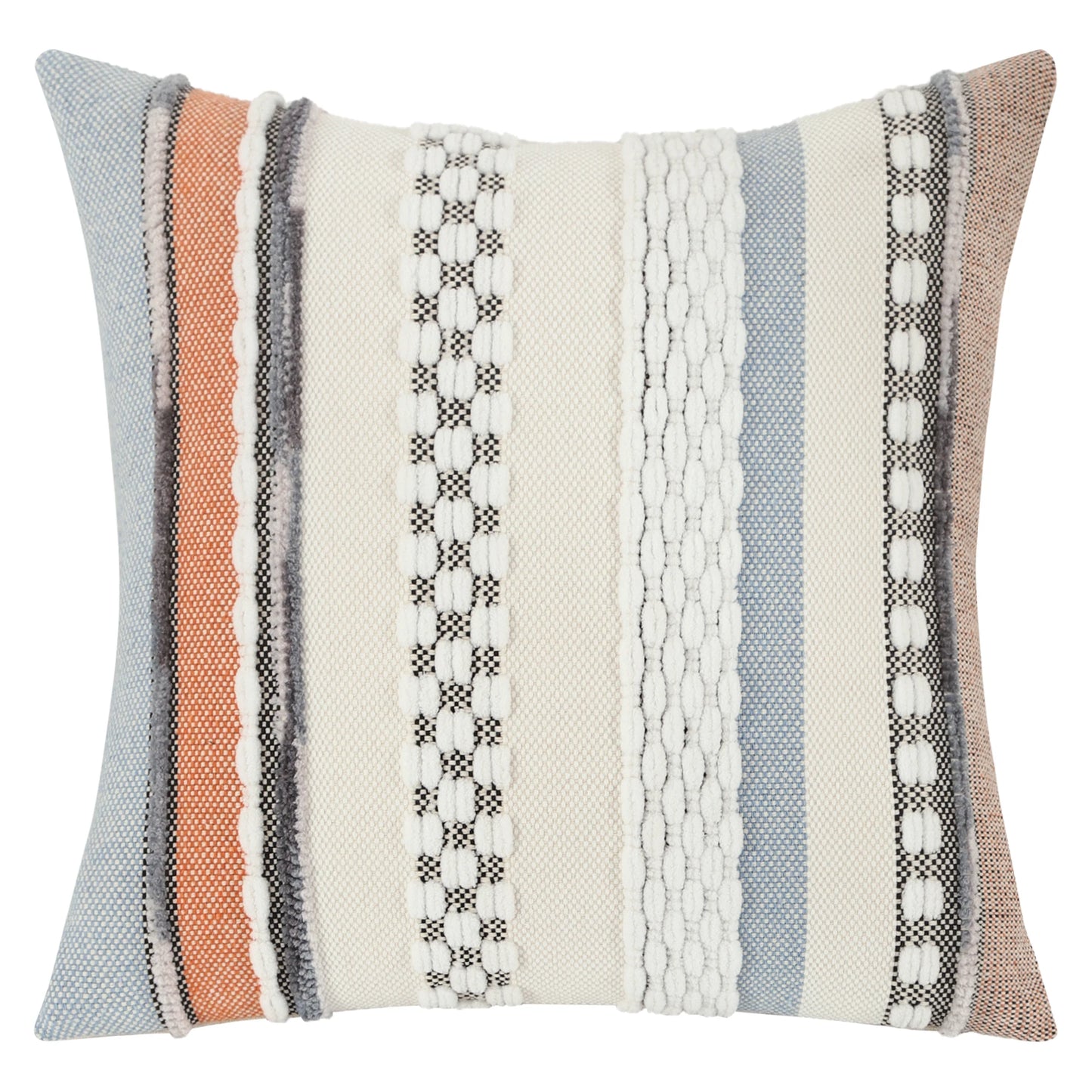 Housse de Coussin Bohème en chenille rayée