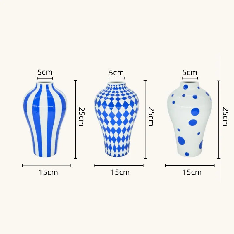 Vase en Céramique Bleu à motifs