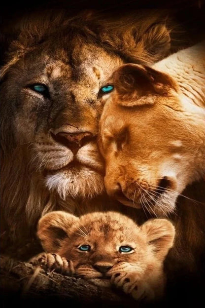 Tableau Moderne Famille Lion