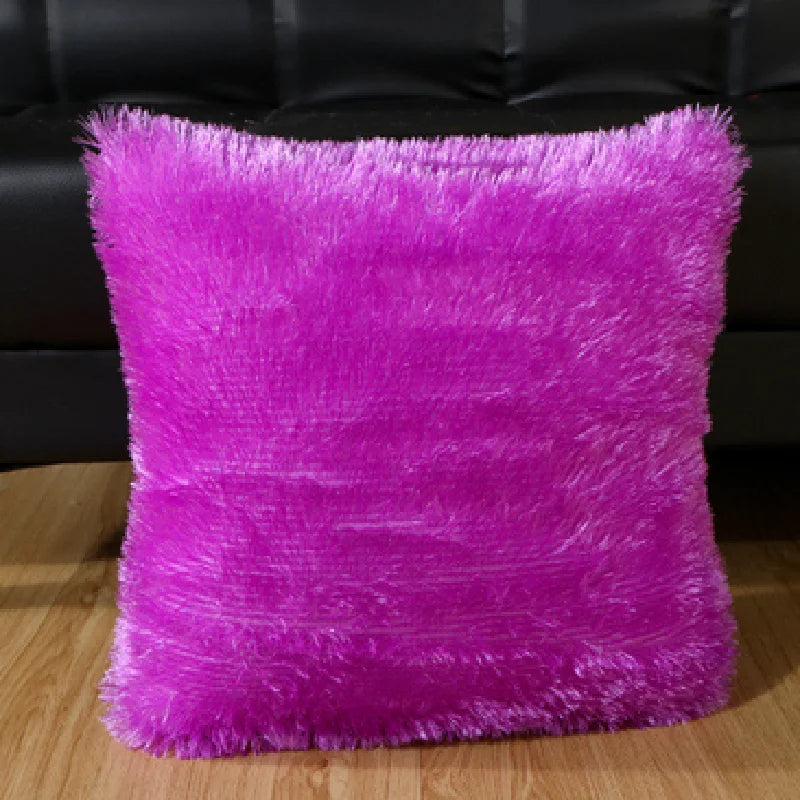 Housse de Coussin en Peluche et Fourrure de velours