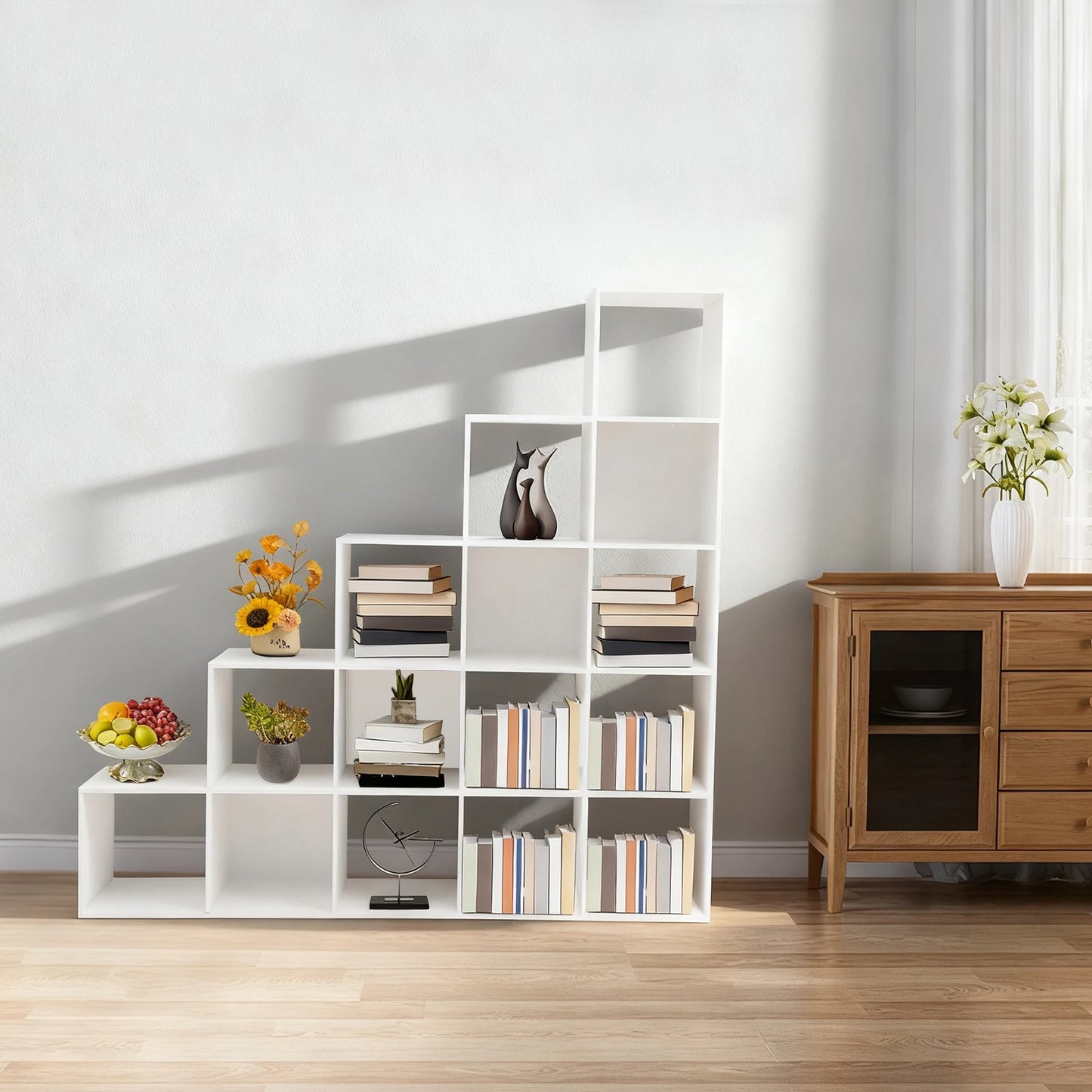 Bibliothèque d'angle en forme de L