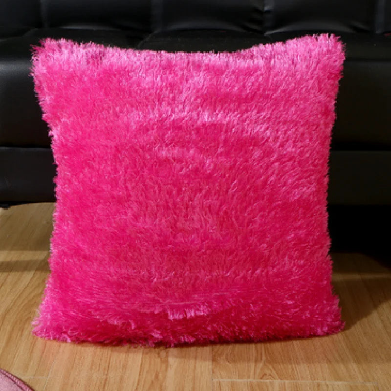 Housse de Coussin en Peluche et Fourrure de velours