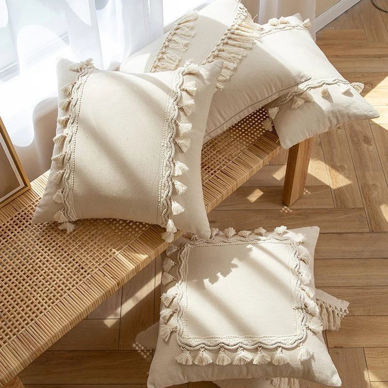 Housse de Coussin Marocaine à Franges