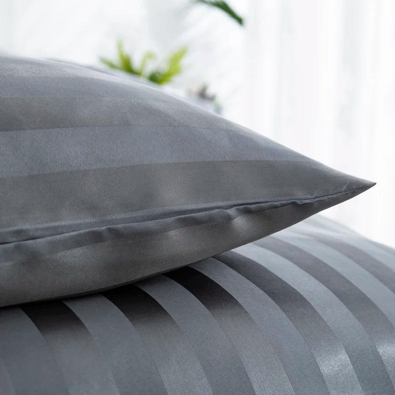 Parure Housse de couette rayée en Satin