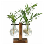 Vase en Verre sur Support Bois