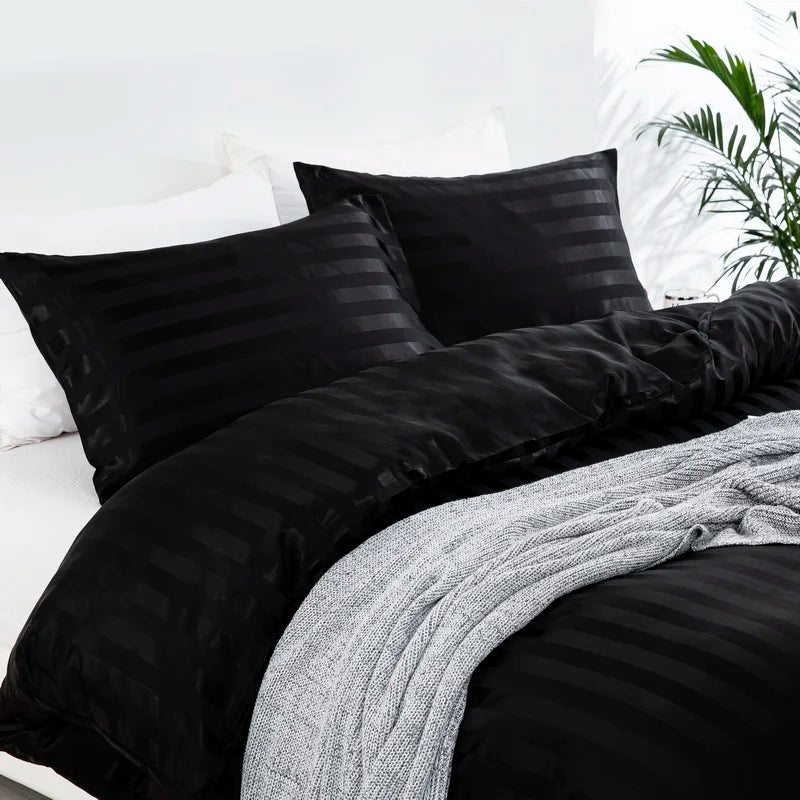 Parure Housse de couette rayée en Satin