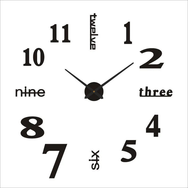 Grande Horloge Murale 3D silencieuse