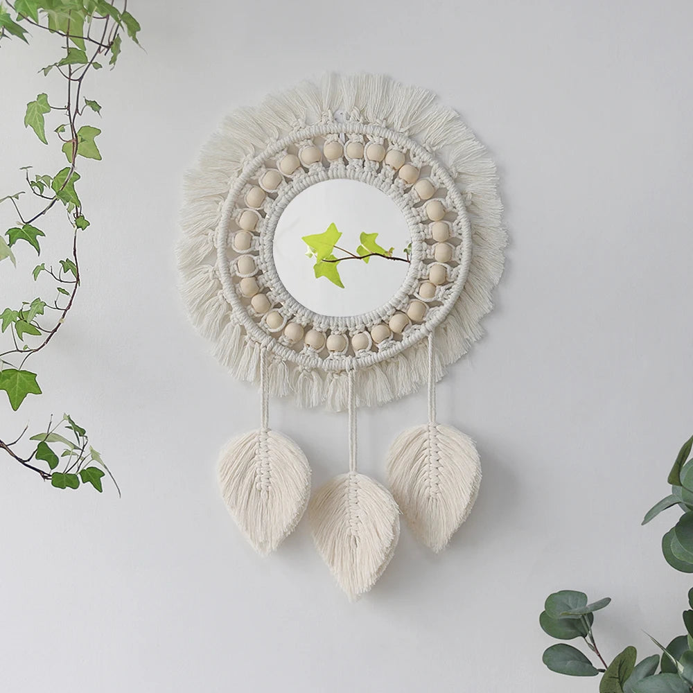 Miroir Décoratif Rond en Macramé