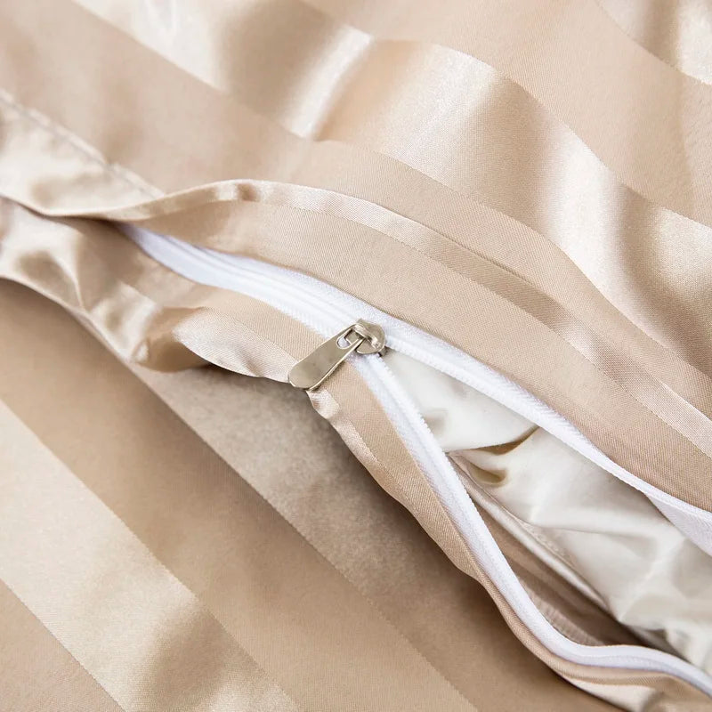 Parure Housse de couette rayée en Satin