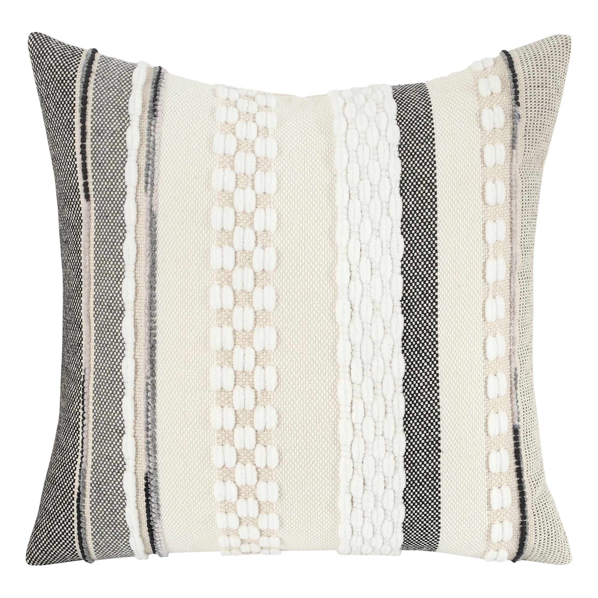 Housse de Coussin Bohème en chenille rayée