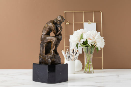 Statue bronze du Penseur de Rodin, sculpture artisanale classique pour décoration maison et bureau. Décoration intérieure