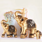 Statue d’éléphant en résine dorée pour décoration intérieure élégante, spirituelle et luxueuse