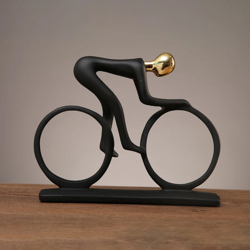 Statue de cycliste en résine abstraite moderne pour décoration intérieure contemporaine