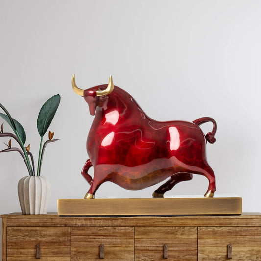 Statue de taureau en bronze abstraite moderne, sculpture décorative faite main pour maison et bureau. Décoration intérieure