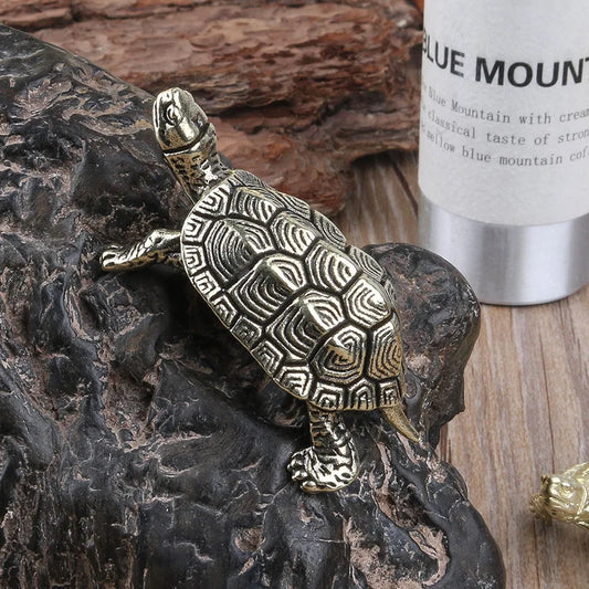 Statue de tortue en cuivre pur pour décoration Feng Shui et collection vintage
