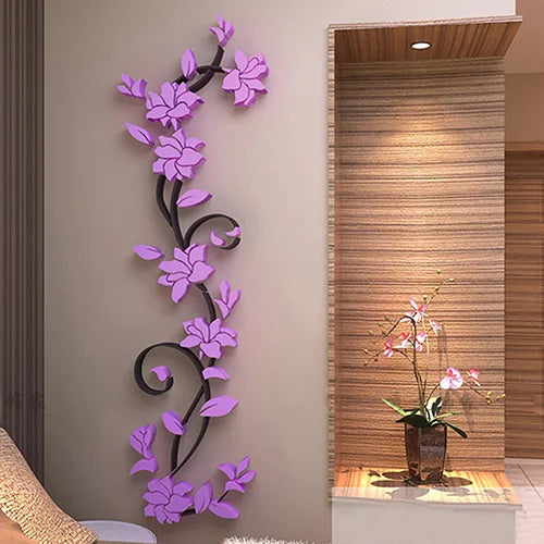 Sticker mural amovible en forme de fleur 3D – décoration élégante et réaliste pour salon et intérieur maison - Décoration intérieure