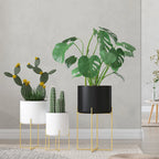 Support dorée avec pot en métal - Décoration intérieure