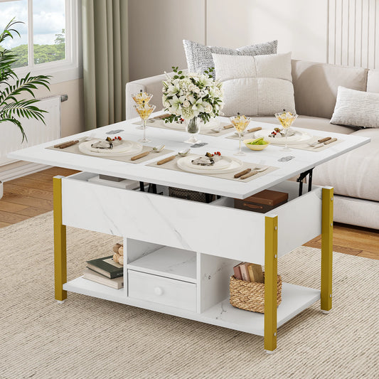 Table basse avec mécanisme de levage et rangements. Décoration intérieure