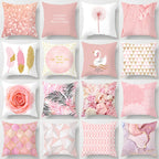 Taie d’oreiller décorative 45×45 cm en plumes roses, coussin fantaisie pour canapé, lit ou voiture - Décoration intérieure