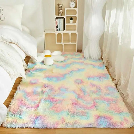 Tapis arc-en-ciel doux et coloré pour enfants, décoration mignonne pour chambre et salon - Décoration intérieure