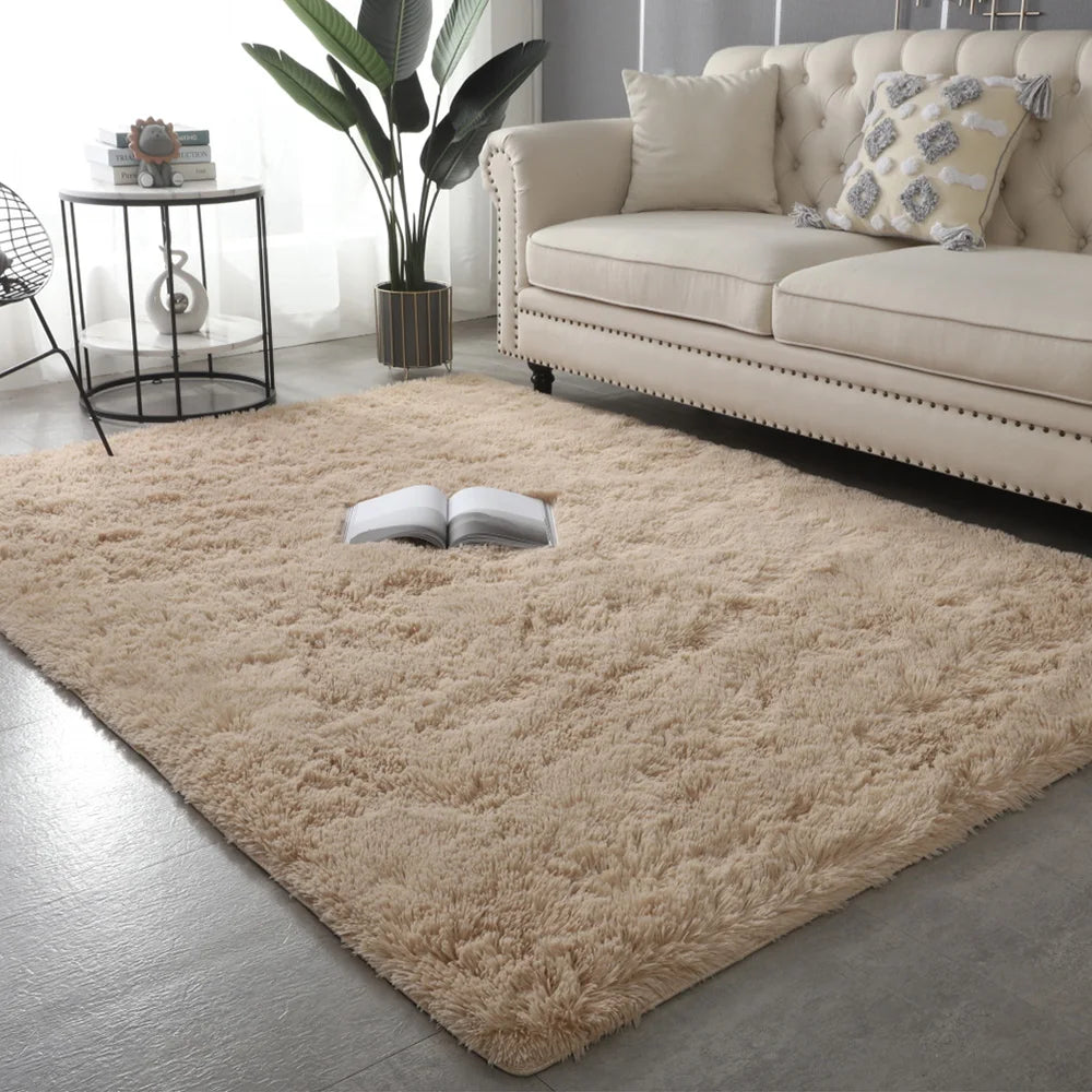 Tapis nordique en fourrure antidérapant, grand format, déco moderne pour chambre ou salon – coloris noir, gris, rose, beige - Décoration intrieure