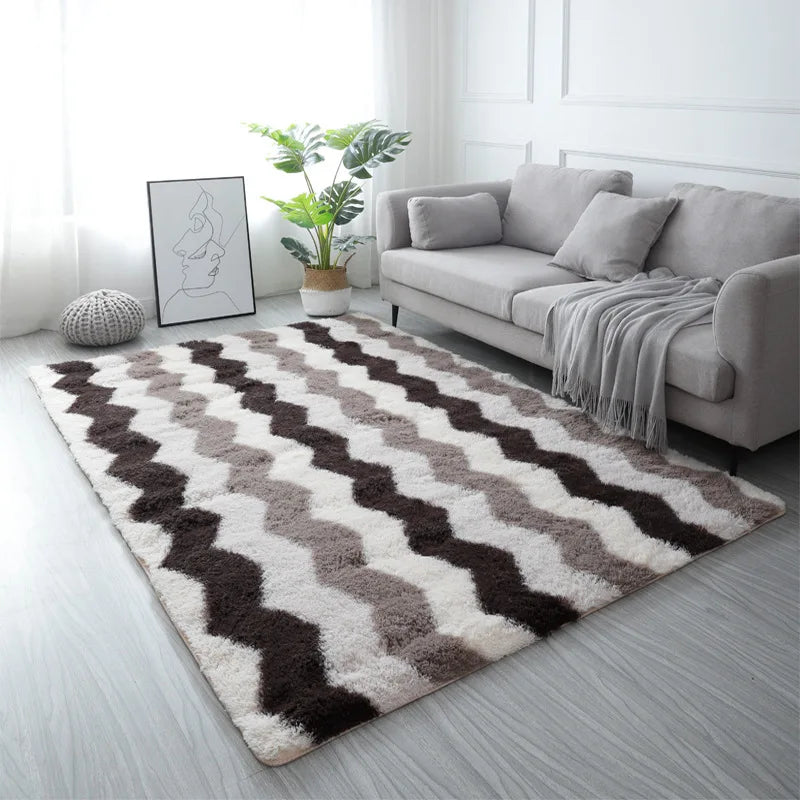 Tapis à poils longs en fourrure moelleuse, déco nordique pour salon et chambre – grand format doux et antidérapant - Décoration intérieure