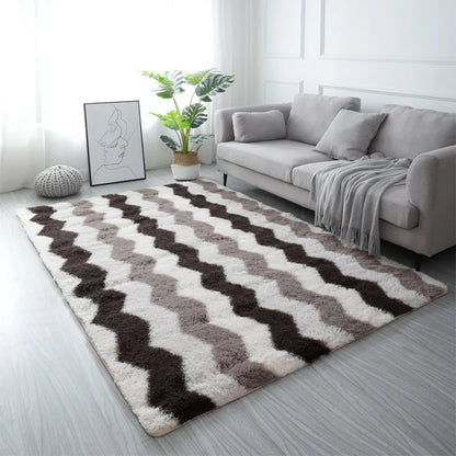 Tapis à poils longs en fourrure moelleuse, déco nordique pour salon et chambre – grand format doux et antidérapant - Décoration intérieure