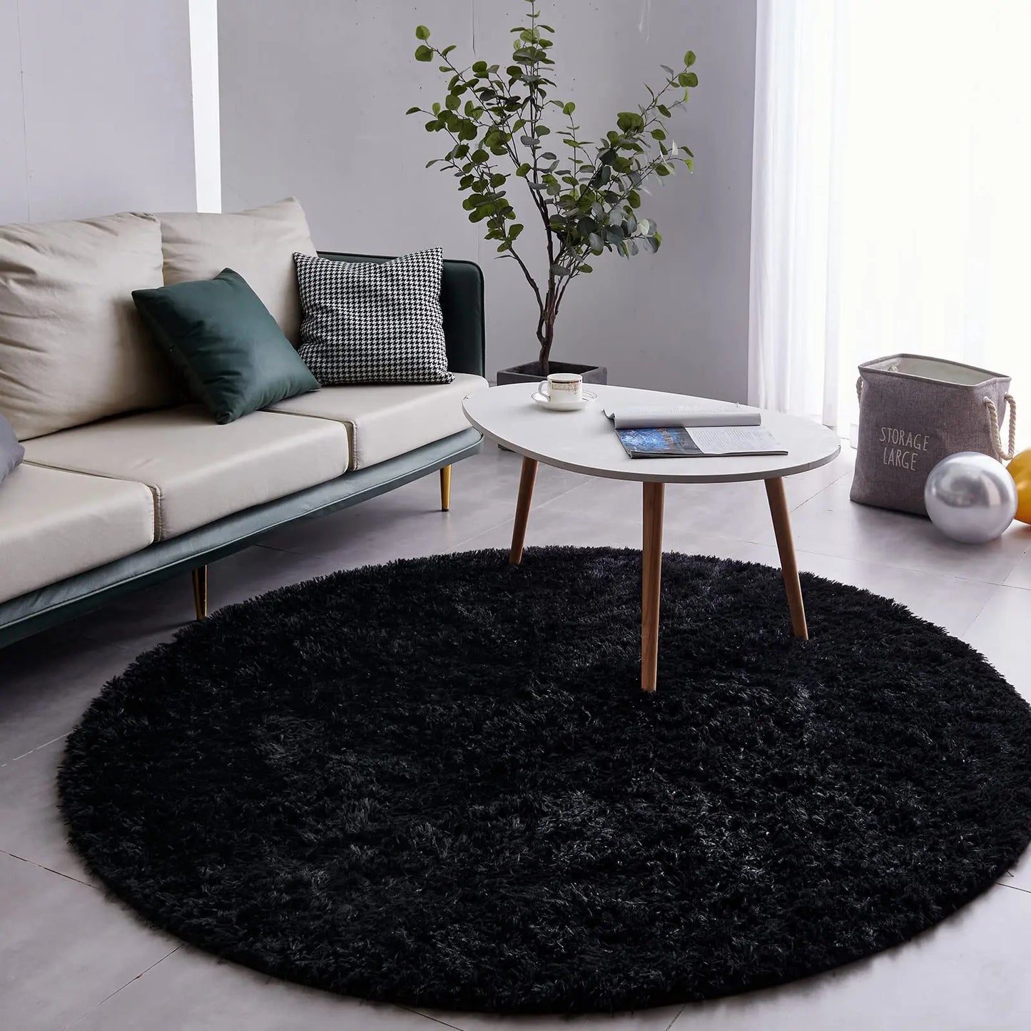 Tapis rond  en peluche - Décoration intérieure 