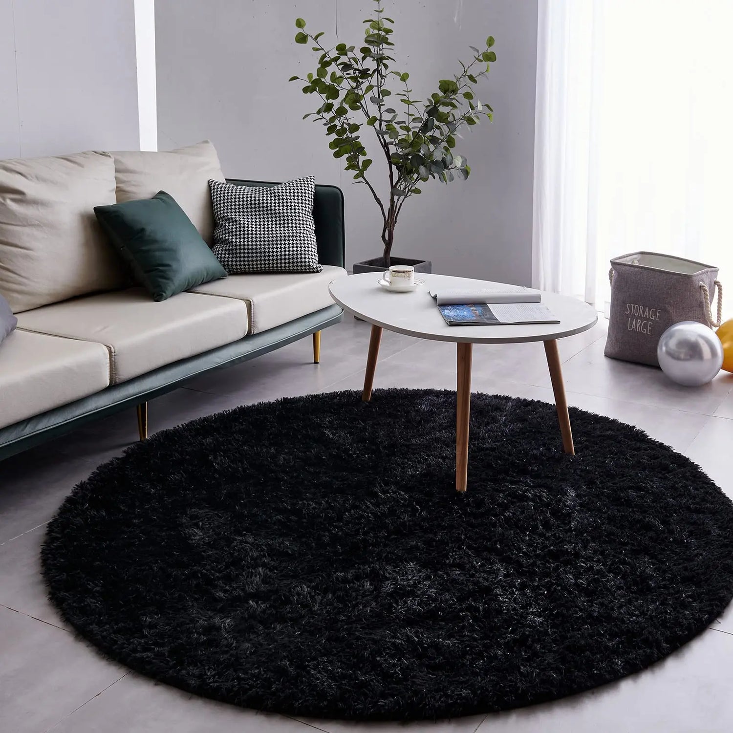 Tapis rond  en peluche - Décoration intérieure 