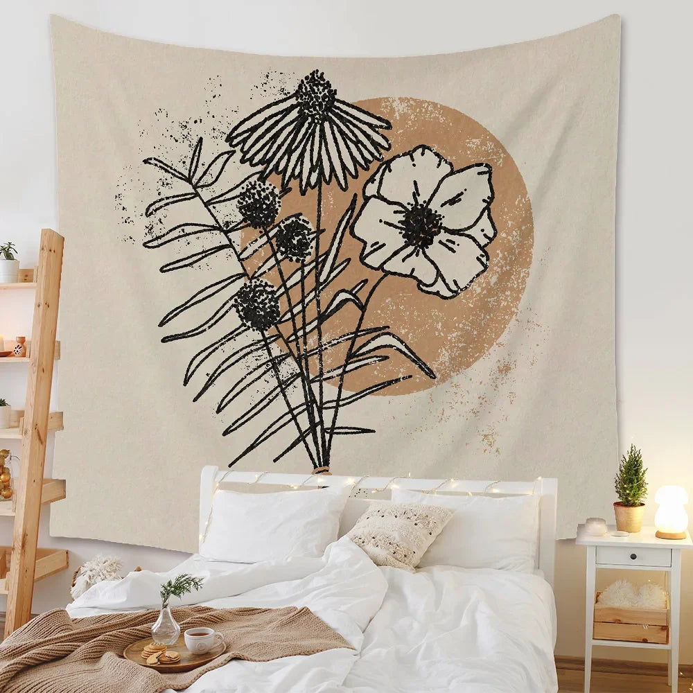 Tapisserie bohème géométrique en macramé suspendue au mur, déco artisanale chic pour chambre chaleureuse - Décoration intérieure