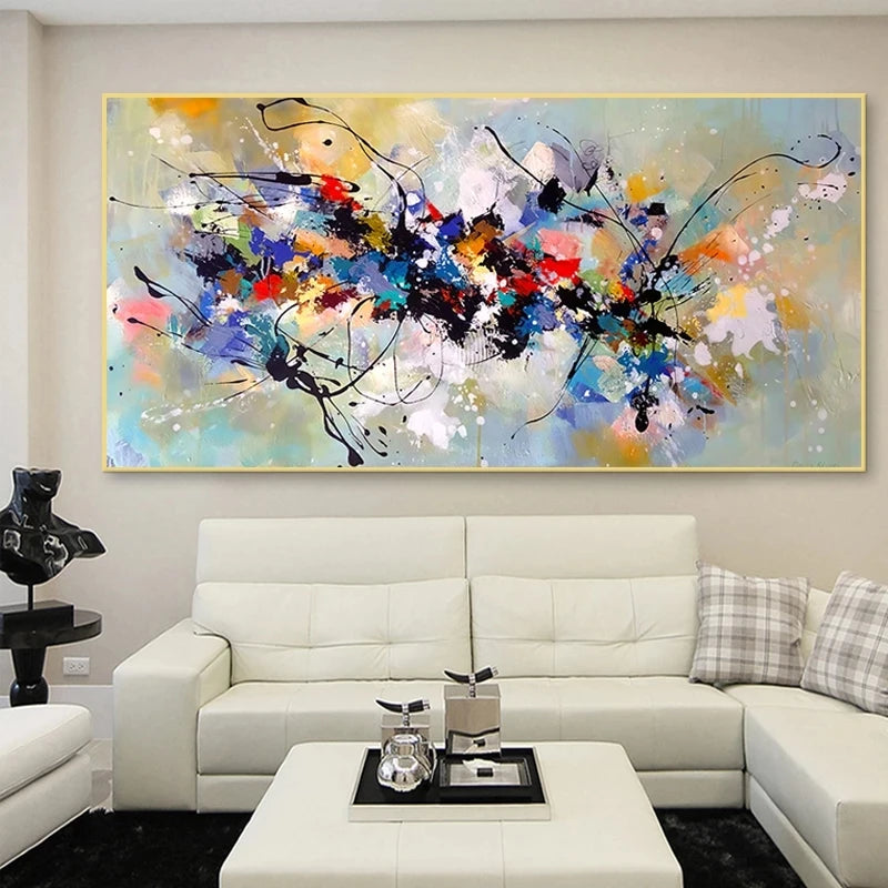 Toile d’art abstrait moderne représentant une nuit colorée, impression sans cadre pour décoration murale chic