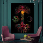 Toile murale "Arbre de Vie" – affiche vintage abstraite imprimée en haute qualité pour décoration de salon, chambre ou bureau - Décoration intérieure